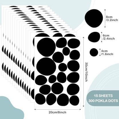 TaoBary 15 Sheet 300 Pcs Irregular Polka Dot Boho Wall Decals,Black | Removable Modern Vinyl Boho Wall Stickers Terrazzo Pattern for Playroom Bedroom - color: Black