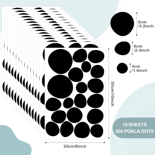TaoBary 15 Sheet 300 Pcs Irregular Polka Dot Boho Wall Decals,Black | Removable Modern Vinyl Boho Wall Stickers Terrazzo Pattern for Playroom Bedroom - color: Black