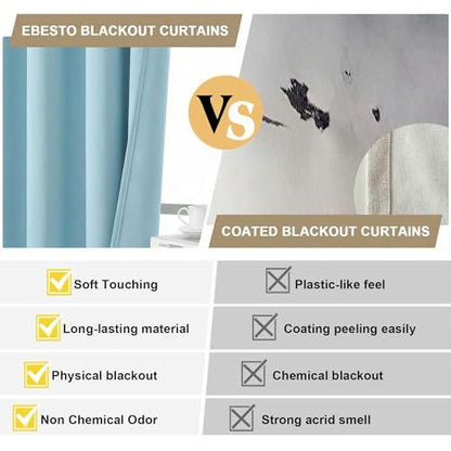 Blackout Curtains 63 Inch Length - Solid Thick Soft Fabric Thermal Insulated Grommet Blackout Curtains for Bedroom Dining Room, 2 Panels, Aqua, 2x40Wx63L Inches - color: Aqua, size: 40"W x 63"L (Pack of 2)