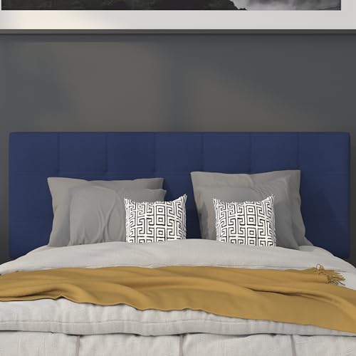 Quilted Tufted Upholstered Full Size Headboard in Navy Fabric - color: Navy, size: Full