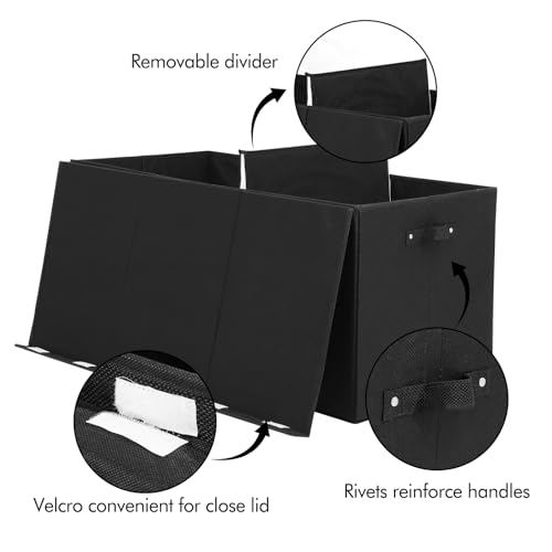 167L Large Toy Box Chest Storage with Lid, Collapsible Kids Toy Storage | Toy Chest with with Removable Divider for Kids, Boys, Girls, Nursery, Living Room, Bedroom, 35.5"x17" x17" (Linen Black) - color: Extra Extra Large Black