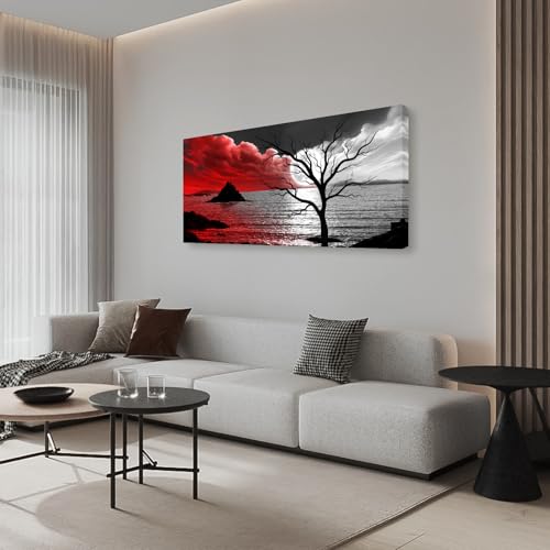Baisuwallart B0398 The Cloud Tree 1 Panels Modern Giclee Canvas Prints Artwork Abstract Seascape Paintings Reproduction Sea Beach Pictures Printed on Canvas Wall Art for Home Decorations Wall Decor - size: 71"L x 36"W