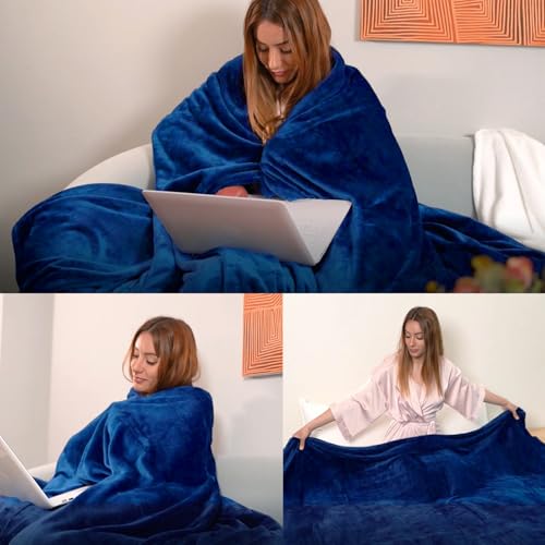 Classic Blue Fleece Plush Throw Blanket 60"x80"for Couch Fuzzy Cozy Flannel | Super Soft Lightweight Microfiber Blanket for Sofa Bed bedroom Home Decor All Season,Birthday Gifts for Women Mom Adult - color: Classic Blue, size: Twin(60"×80")