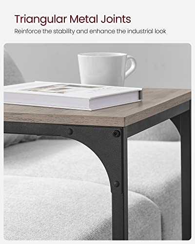 VASAGLE C-Shaped End Table, Side Table for Sofa with Metal Frame | Couch Table, Small TV Tray Table for Living Room, Bedroom, Greige and Black, Barnet Collection ULET353B02 - color: Greige + Black