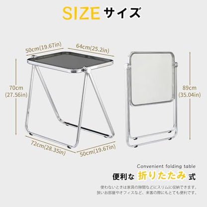KAIHAOWIN Folding TV Tray Table Acrylic Foldable Table No Assembly Required Tiny Desk for Home Office Side Table Small Computer Desk for Small Spaces (Grey) - color: Grey