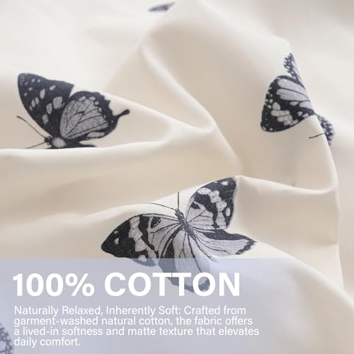 Butterfly Duvet Cover Set King Size 100% Cotton Duvet Cover 3 Pcs Cute Butterfly Printed Comforter Cover with Zipper Closure Soft and Lightweight Cotton Duvet Cover - color: Butterfly, size: King