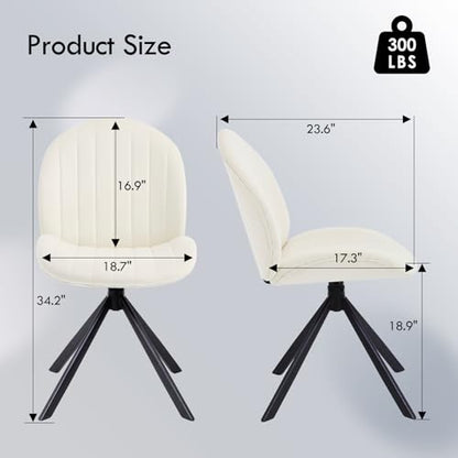 Velvet Swivel Office Chair No Wheels, Small Comfy Mid Century Armless Desk Chair, Cute Swivel Vanity Chair No Wheels for Small Spaces, Bedroom,Living Room,Home Office, Cream - color: Cream-velvet