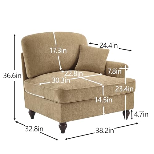 Modular Sofa with Ottoman & Pillow: Space Saving Sectional Couch for Small Apartments - Chenille Fabric Convertible Sofa Bed & Lounge Chair for Studio Living Rooms & Home Office