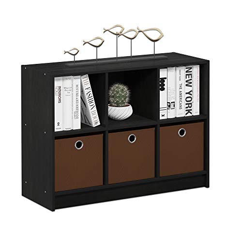 Furinno Cubic Closet Organizers and Storage, 6-Cube Closet Organizer with Bins, Open Shelf Storage, for Wardrobe, Bedroom, Living Room, Americano - color: Americano/Medium Brown