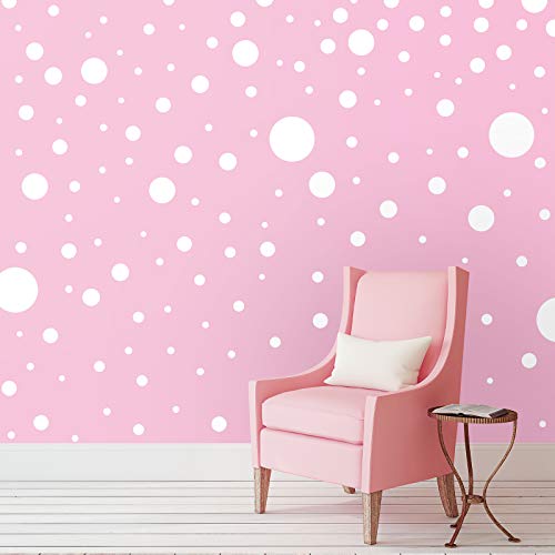 Zonon 264 Pcs Polka Dot Wall Decals for Classroom Decor Kids Circle Wall Sticker Vinyl Peel and Stick Colorful Removable for Nursery Bedroom Playroom Living Room(White) - color: White, style: Classic
