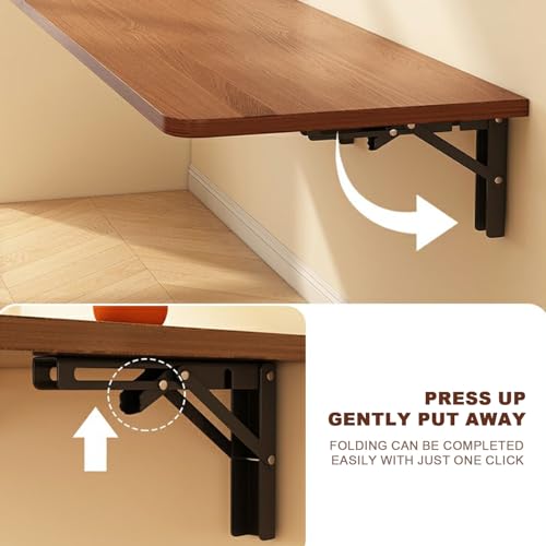 Fold Down Wall Mounted Desk for Office, Home, Kitchen - Floating Desk, Fold Down Table, Folding Wall Shelf - Space Saving Solution - color: Walnut, size: 15.7x31.4in/40x80cm