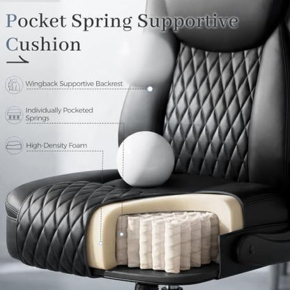 GTPOFFICE Executive Office Chair with Comfortable Lumbar Support, Ergonomic Gaming Chair with Flip-up Armrests & Zoned Pressure-Relief Cushion, Comfy PU Leather Desk Chair, Light Black - color: Light-black