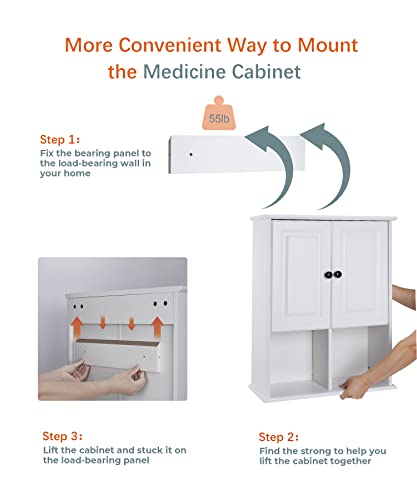 HAIOOU Bathroom Wall Cabinet with Motion Sensor Light, 23.6 Inch - White | Wooden Wall Mounted Medicine Cabinet with Adjustable Shelf, Soft Close Hinges for Over the Toilet Bathroom Storage - color: White