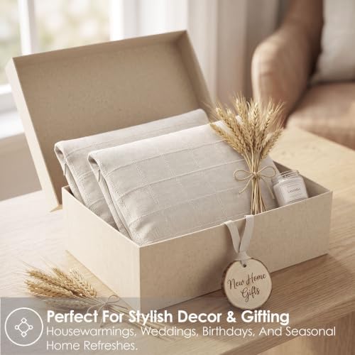 Linen Burlap Textured Pillow Covers 18x18 Inch Beige Set of 2 | Plaid Pillow Covers with Hidden Zipper,Soft Farmhouse Cushion Covers for Couch Sofa Living Room Bedroom,Machine Washable - color: Beige, size: 18" x 18" (Pack of 2)