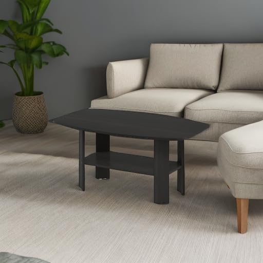 Furinno Simple Design Coffee Table, Espresso | Small Side Table wih Open Shelf, Tabletop with Soft Edges, for Living Room, Home Office, - color: Espresso, size: Rectangular