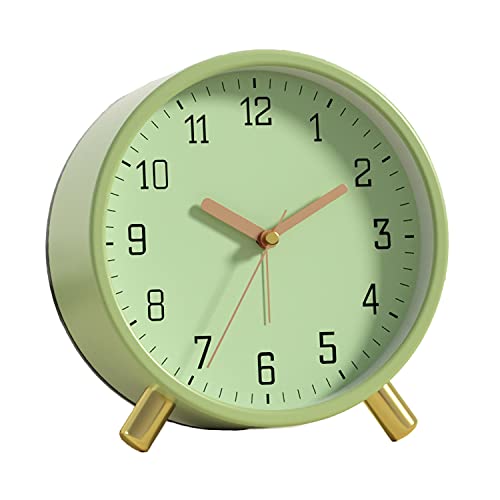 SHISEDECO Small Analog Alarm Clock, Battery Operated Desk Clock, Green | Bedside Analog Non-Ticking Silent Small Deskclock Battery Operated for Living Room, Bedroom, Office - color: Green