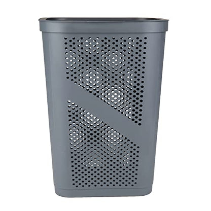 Mind Reader Slim Laundry Hamper with Lid, 60L Clothes Basket, Ventilated Plastic, Gray - color: Gray, size: Single