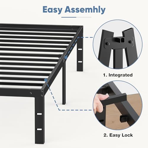 DUMOS Twin Bed Frames, 12 Inch Height Platform Bed Frame | Twin Size 12 Inch Bed Frame - Metal Platform Bed Frame Mattress Foundation With Steel Slat Support, No Box Spring Needed