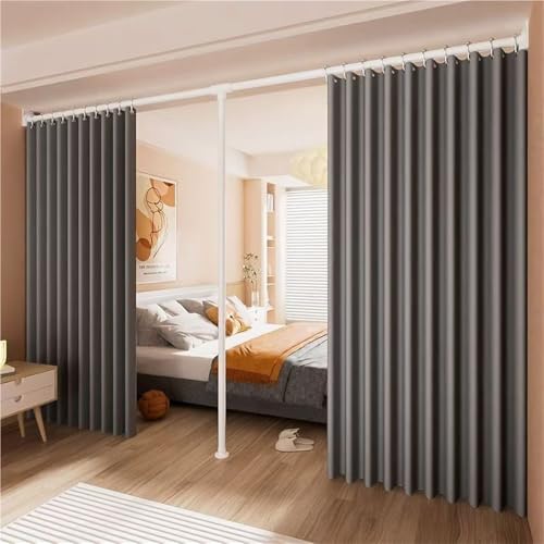 Room Divider Curtain, No Drilling Room Separator, Adjustable Room Divider, Freestanding Privacy Screen Partition for Living Room, Bedroom(Gray,Width3.6m) - color: Grey, size: Width3.6m