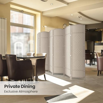6 Panel Folding Room Divider,Woven Privacy Screen,Beige | Solid wood frame, handcrafted diamond pattern, 6FT tall, extends to 94.5 inches wide, no assembly required - color: Beige, size: 6-Panel