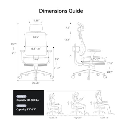 Ergonomic Office Chair-Home Office Desk Chair with Footrest, Auto-Following Backrest & Headrest, 4D Armrests, 96°-136° Recline (Black, 2D Headrest) - color: Black, size: 2D Headrest