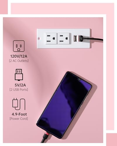 FORAOFUR Pink Side Table with Charging Station, Small Side Table Living Room with 2 USB Ports and Outlets, End Tables for Small Spaces in Living Room, Bedroom & Nursery, 2 Tier Nightstand - color: Pink