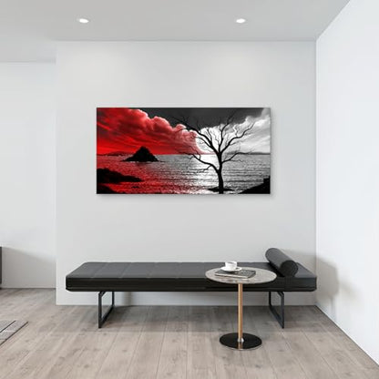 Baisuwallart B0398 The Cloud Tree 1 Panels Modern Giclee Canvas Prints Artwork Abstract Seascape Paintings Reproduction Sea Beach Pictures Printed on Canvas Wall Art for Home Decorations Wall Decor - size: 71"L x 36"W
