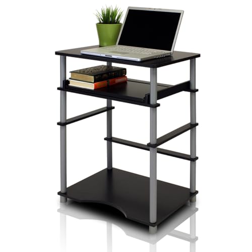 Furinno Home Laptop Notebook Computer Desk, Black/Grey | Keyboard Tray, Laptop Notebook Computer Desk, Office Desk for Home Office, Study Room, Dorm, Bedroom - color: Black/Grey, size: 16 Inch