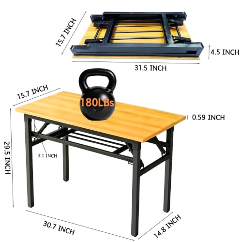Folding Computer Desk, 31IN Double-Layer Foldable Portable Table | Foldable Portable Table, Compact Design, For Small Spaces, Bedroom/Apartment/Dorm