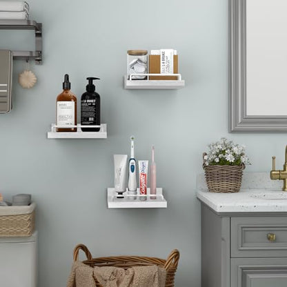 RYOFOBETTO Small Floating Shelf, 6 X 6 Inches Farmhouse Wall Shelves for Living Room, Bedroom, Picture Frames, Plants, Kitchen, Set of 3 (White) - color: White, size: 6"