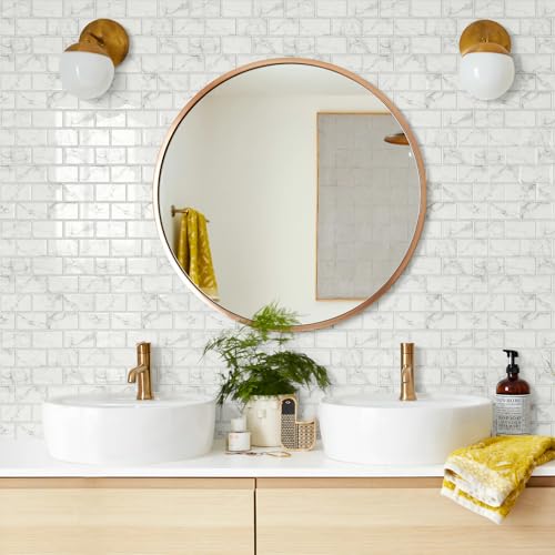 STICKGOO Subway Tile Peel and Stick Backsplash, Thicker Design 12" x 12" Stick on Backsplash Tiles for Kitchen, Bathroom, Wall Tile (10 Sheets, Grey Marble Look) - color: Grey Marble