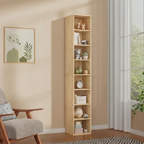 8 Cube Oak Book Shelf, Tall Bookcase for Bedroom Home Office Living Room - color: Oak, size: 8 Cube