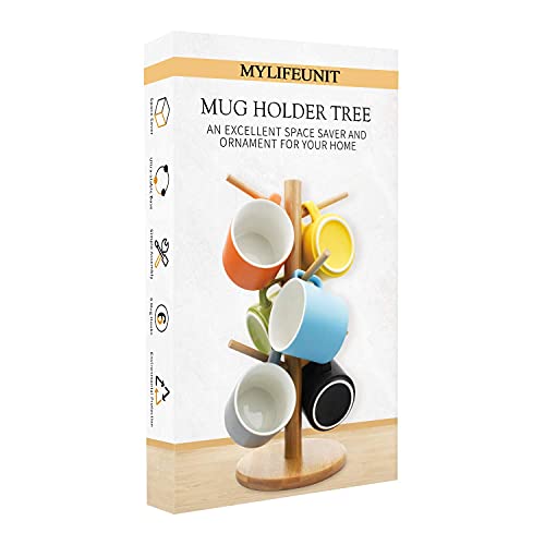 MyLifeUNIT Mug Holder Tree, Coffee Cup Holder with 6 Hooks (Yellow) - color: Yellow