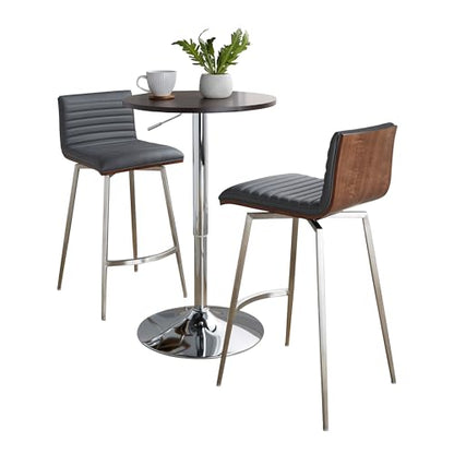 LumiSource Mason Swivel Adjustable Counter Height Dining 3 Piece Set, Pub Table and Stools, High Top Table Set for 2, Counter Table and Chairs Set of 2, Kitchen & Dining Room Sets (Grey) - color: Grey