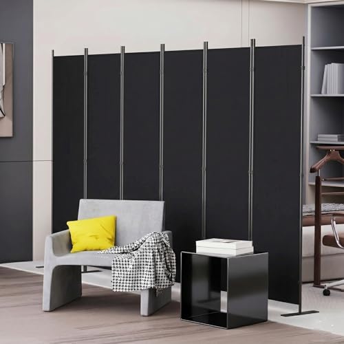 1-Panel 6 ft Tall Indoor Folding Room Divider, Portable Privacy Screen, Freestanding Partition Separator, Temporary Wall Separation for Bedroom, Office (Black, 6-Panel) - color: Black, size: 6-Panel