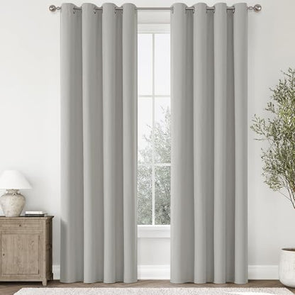 ChrisDowa Light Grey Blackout Curtains 90 Inches Long 2 Panels for Bedroom | Room Darkening,Light Blocking,Thermal Insulated,Faux Linen,Farmhouse,Grommet,Window Treatment,Drapes,Living Room,52x90 - color: Light Grey, size: 52"W x 90"L (Pack of 2)