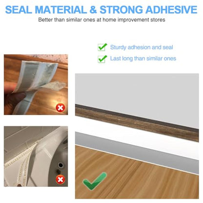 2 Rolls Caulk Tape Self Adhesive, Bathroom Waterproof White Caulking Sealant Strip Peel & Stick Wallpaper Floor Tile Toilet Tub Sink Backsplash Kitchen Wall Decor, Easier to Use Than Silicone Caulk - style: White