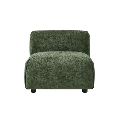 Christopher Knight Home Heca Low Profile Modern Accent Chair, Upholstered Lounge Chair Indoor, Curved Single Sofa, Wooden Frame and Thick Cushion, Space-Saving Armless Living Room Chair, Green - color: Green