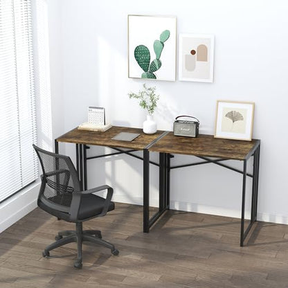 Lutown-Teen 32 inch Small Folding Computer Desk, Rustic Brown | Writing Gaming Computer Desk for Small Spaces, No Assembly Required Home Office Desk - color: Rustic Brown, size: 32 Inch
