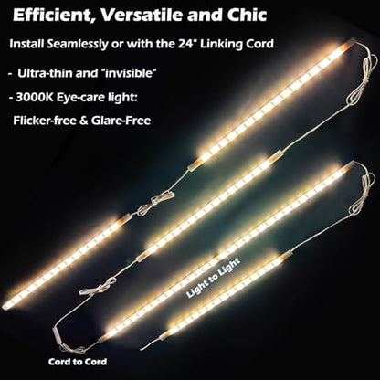 Cefrank Under Cabinet Lighting, 6-Pack 12" Linkable LED Light Bars 3000K | Warm White 1200LM • Plug-in • CRI90+ • Frosted Lens • Pantry • Bookshelf • Workbench - color: Warm White