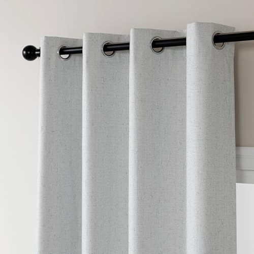 Amazon Basics Faux Linen Blackout Curtains for Bedroom and Living Room, 2-Piece Set with Grommets, 52" W x 95" L, White - color: White, size: 52"W x 95"L (Pack of 2)