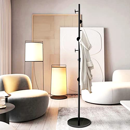 Coat Tree Freestanding, Metal Coat Rack Tree with 8 Hooks, Free Standing Hanger for Hats Scarves Purses Umbrellas, Coat Stands with Stable Base for Entryway Bedroom, Black - style: 8 hooks