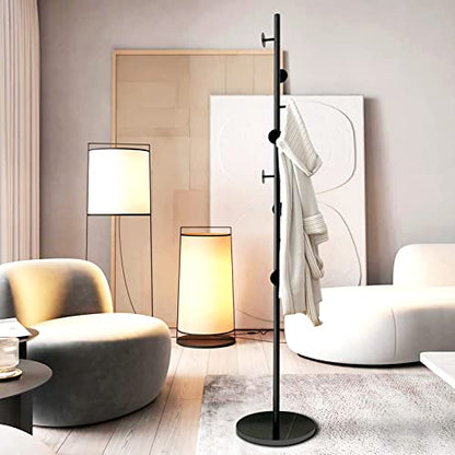 Coat Tree Freestanding, Metal Coat Rack Tree with 8 Hooks, Free Standing Hanger for Hats Scarves Purses Umbrellas, Coat Stands with Stable Base for Entryway Bedroom, Black - style: 8 hooks