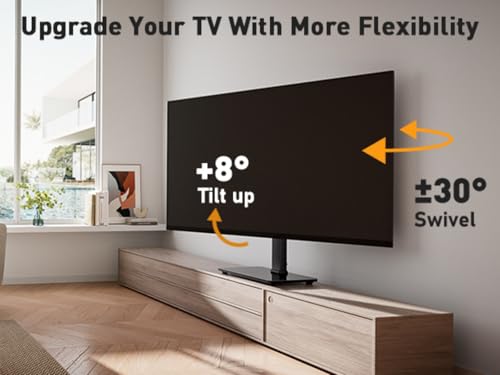Perlegear Universal Swivel TV Stand Base for 32–70 inch TVs, Height Adjustable Table Top TV Stand Mount with Tilt, Tempered Glass Base, Holds up to 88 lbs - size: 32-70 Inch