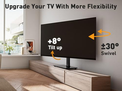 Perlegear Universal Swivel TV Stand Base for 32–70 inch TVs, Height Adjustable Table Top TV Stand Mount with Tilt, Tempered Glass Base, Holds up to 88 lbs - size: 32-70 Inch