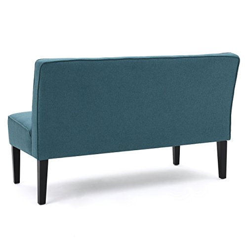50" Small Loveseat Sofa, Comfy Mini Fabric Sofa Couch for Small Spaces, 2 Seater Armless Sofa with Solid Wood Legs for Living Room, Dorm, Office, Bedroom (Teal) - color: Teal