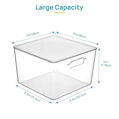 Vtopmart 6 Pack Extra Large Clear Stackable Storage Bins with Lids, 11inch Organizer Bins with Handle for Onions and Potatoes, Plastic Containers for Pantry, Freezer, Kitchen, Closet Organization - size: With Lid