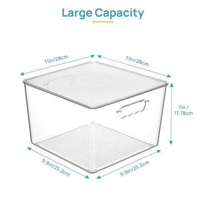Vtopmart 6 Pack Extra Large Clear Stackable Storage Bins with Lids, 11inch Organizer Bins with Handle for Onions and Potatoes, Plastic Containers for Pantry, Freezer, Kitchen, Closet Organization - size: With Lid