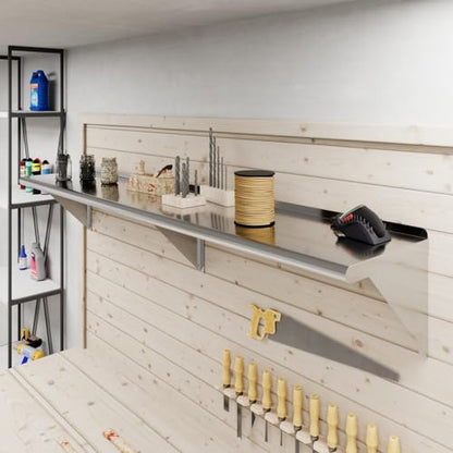AmGood 14 in. x 72 in. Stainless Steel Wall Shelf | NSF | Metal Shelving | Garage, Laundry, Storage, Utility Room | Restaurant, Commercial Kitchen - size: 14 in. x 72 in.