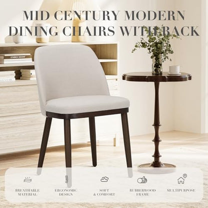 COLAMY Upholstered Dining Chairs Set of 4, Modern Kitchen Chairs with Back, Fabric Side Dining Room Chairs with Wood Legs for Kitchen Dining Room Restaurant, Beige - color: Beige, size: Set of 4
